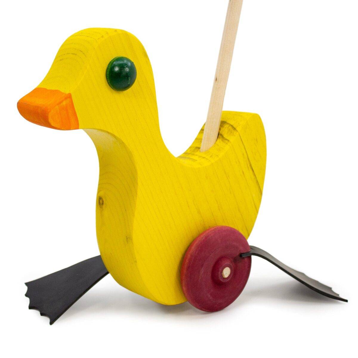 Toy Maker of Lunenburg Push Toy Yellow Duck with Flapping Feet